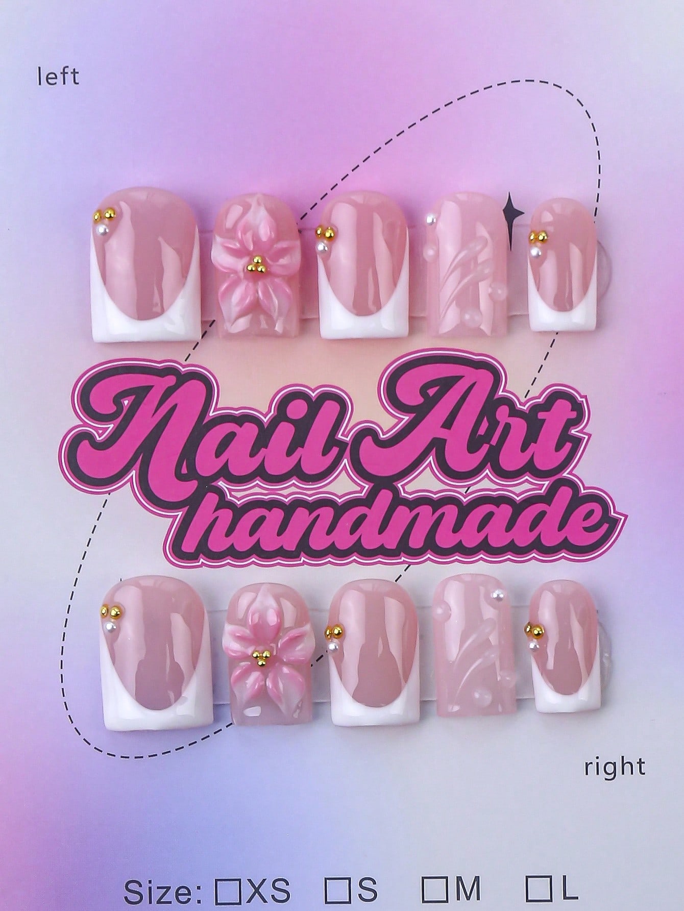 Wedding Floral Supply - 10pcs/Set Handmade Square Nail Tips, Y2K