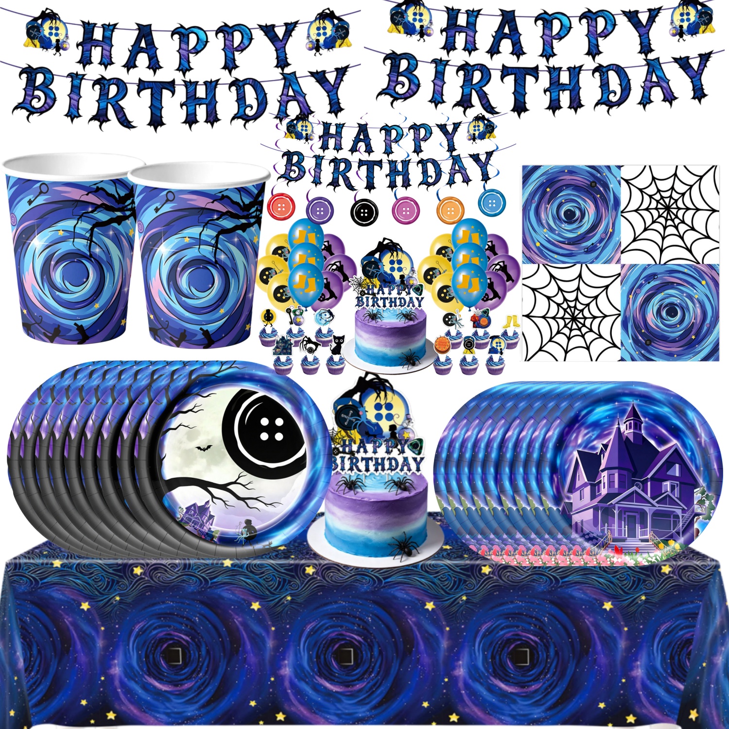 Confetti Balloon Set - Horror C&Coralined Birthday Decor Tableware Cups