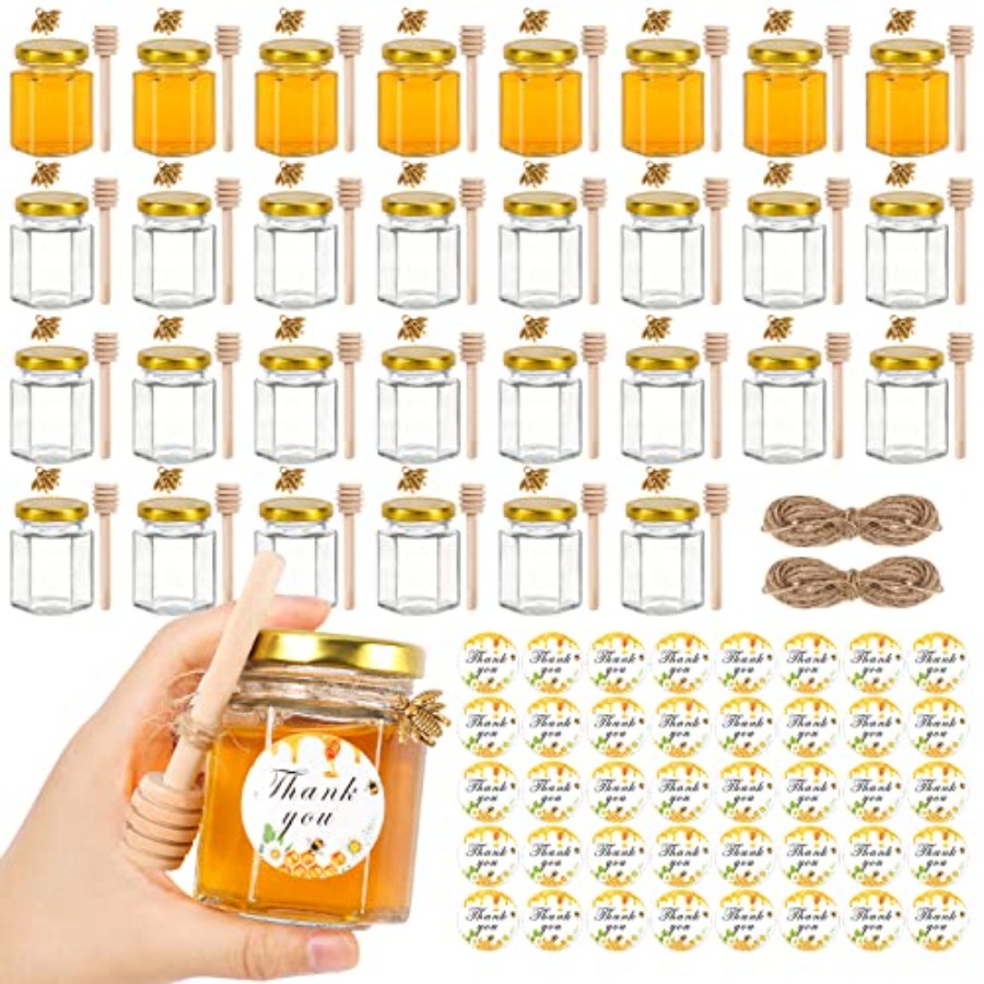 Wedding Souvenir - 3oz Mini Honey Jars with Dipper