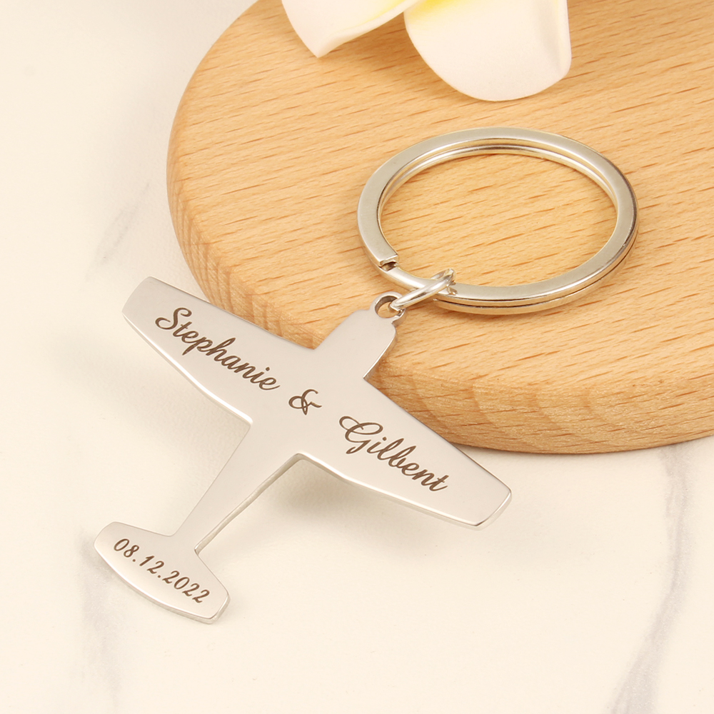 Wedding Supply List - Custom Engrave Wedding Metal Airplane Keychain