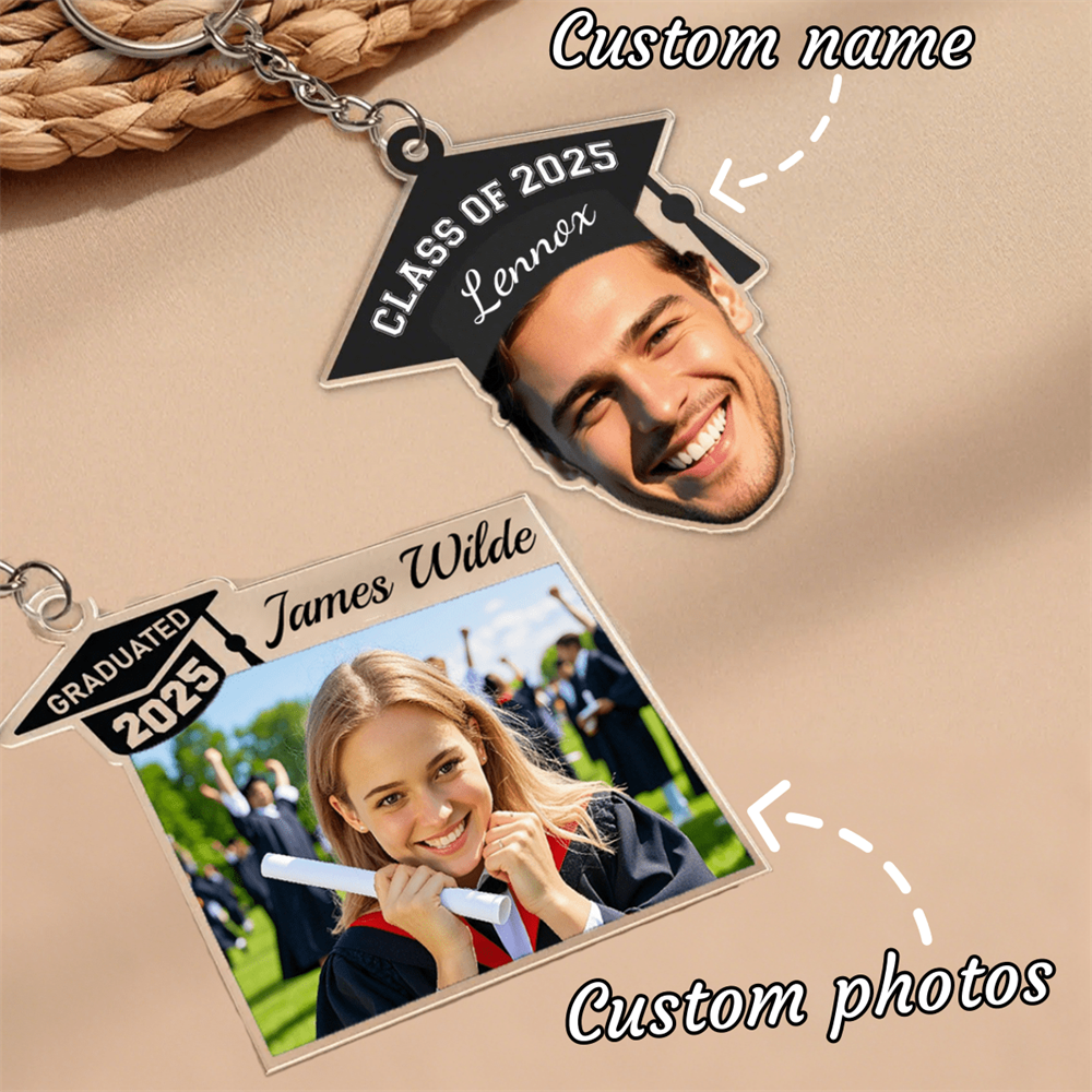 Wedding Souvenir - Custom Keychain Personalized Graduation Photo Name