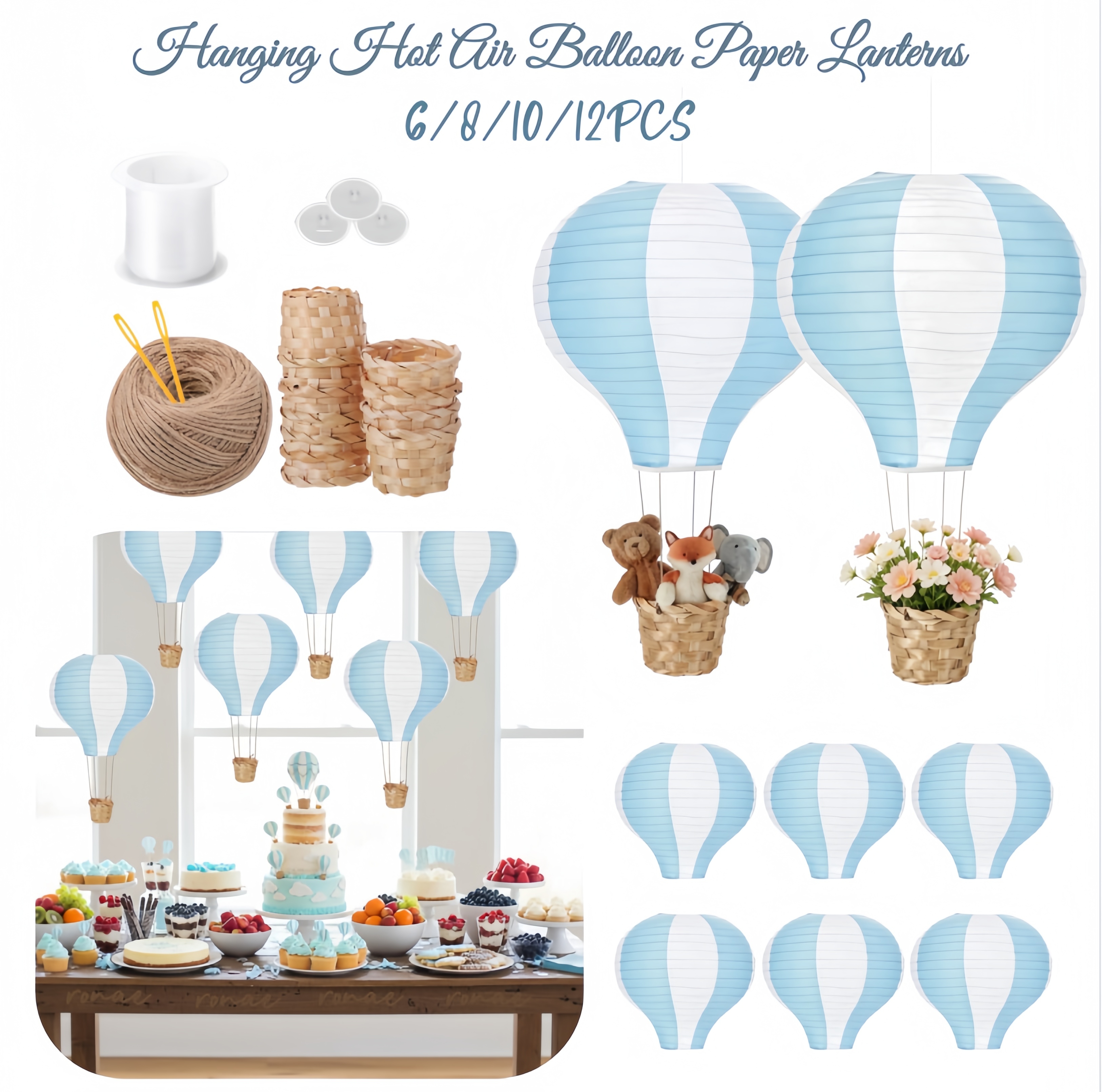 6-12Pcs Hanging Hot Air Balloo - Confetti Balloon Set incelemesi ve fiyatı