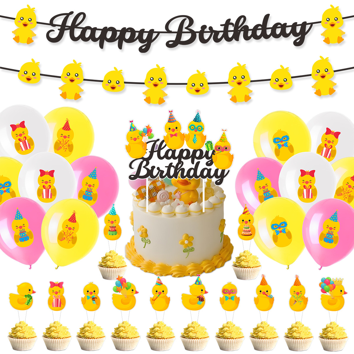 Cute Swim Duck Theme Happy Bir - Confetti Balloon Set incelemesi ve fiyatı