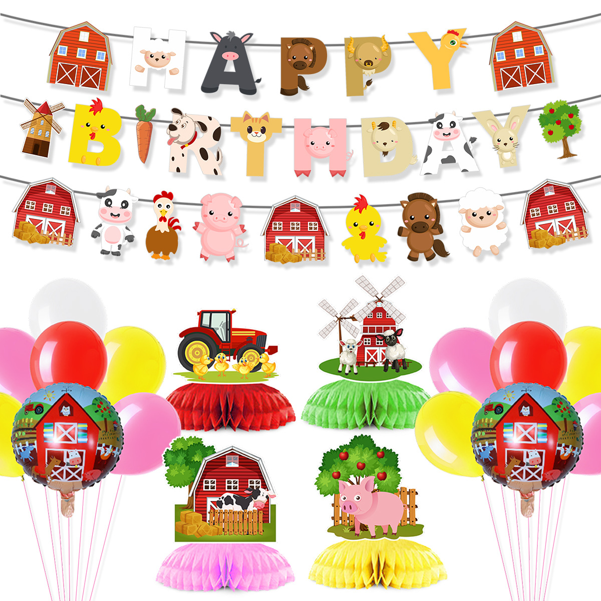 Cartoon Farm Animal Theme Birt - Confetti Balloon Set incelemesi ve fiyatı