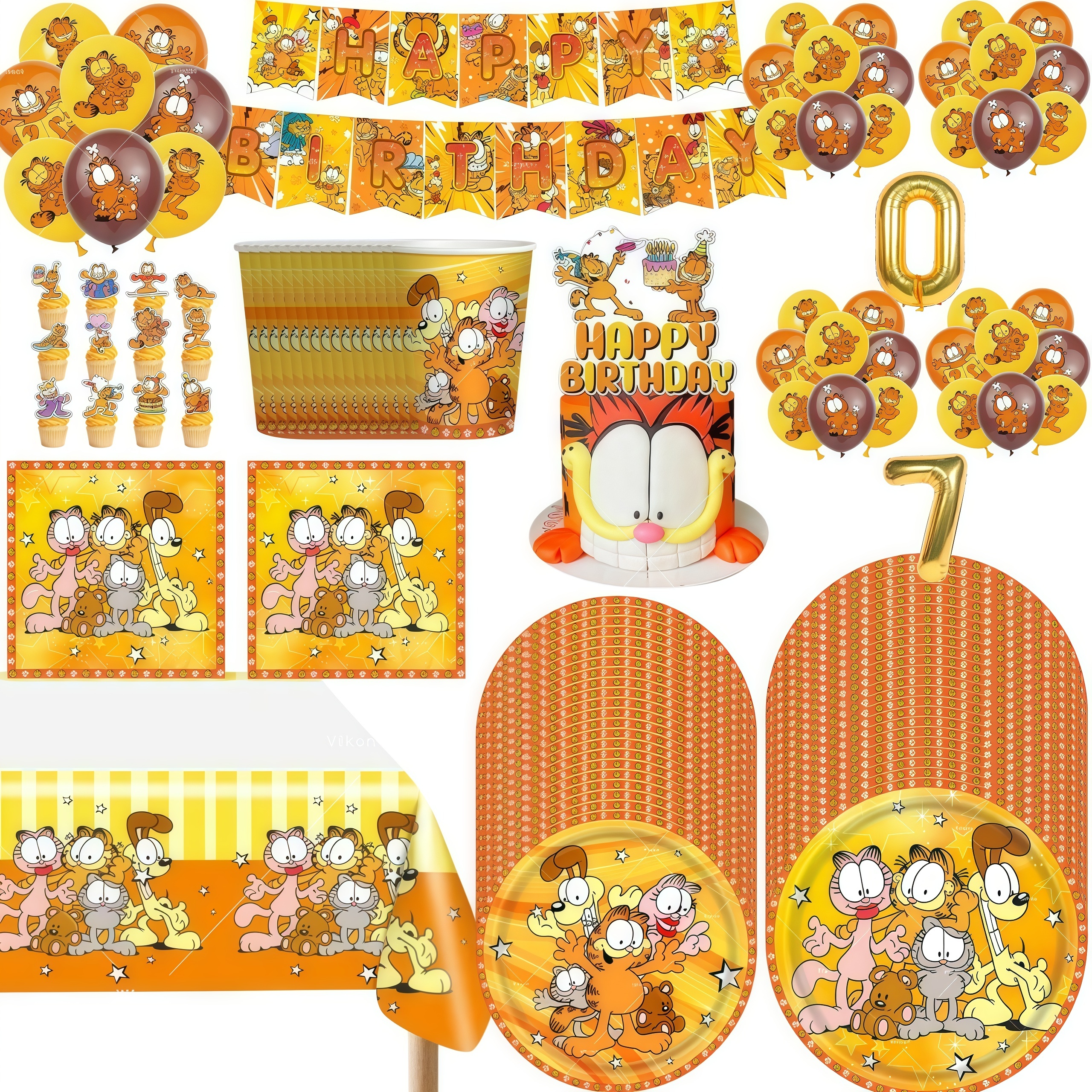 Cute Cartoon G-arfielded Birth - Confetti Balloon Set incelemesi ve fiyatı