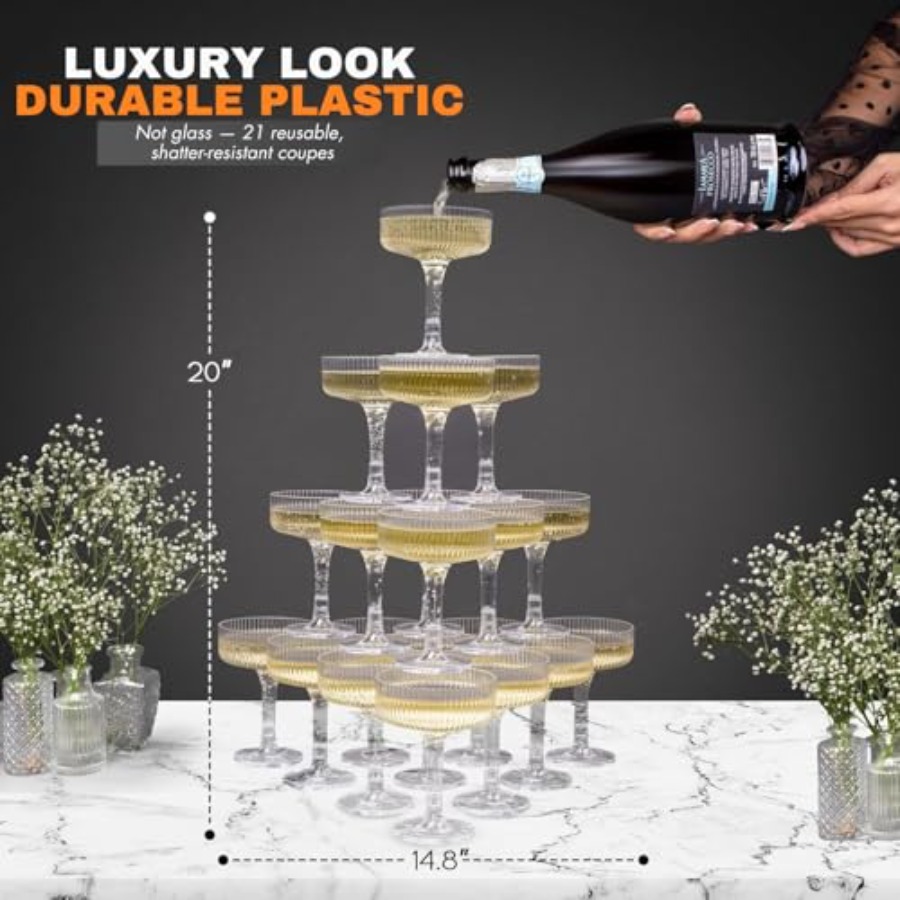 PLASTIC Champagne Tower 21-Pie - Champagne Tower Set incelemesi ve fiyatı