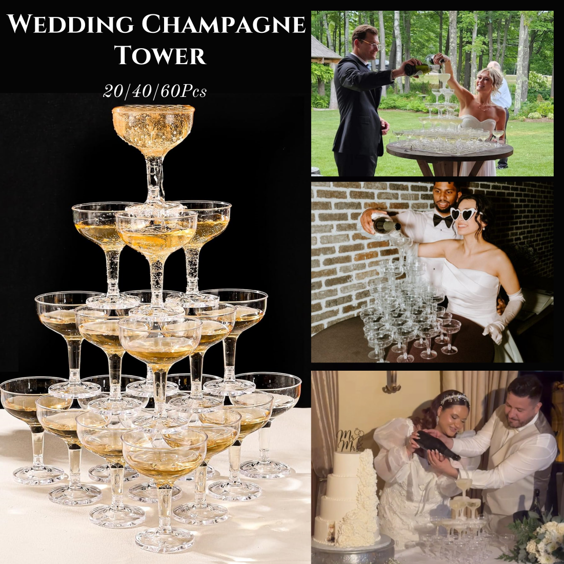 20/40/60Pcs Wedding Champagne  - Champagne Tower Set incelemesi ve fiyatı