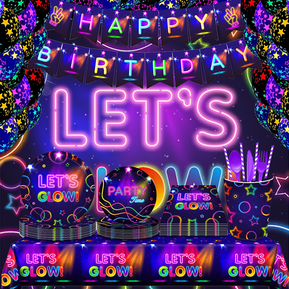 Glow Party Tablecloth Napkins  - Confetti Balloon Set incelemesi ve fiyatı