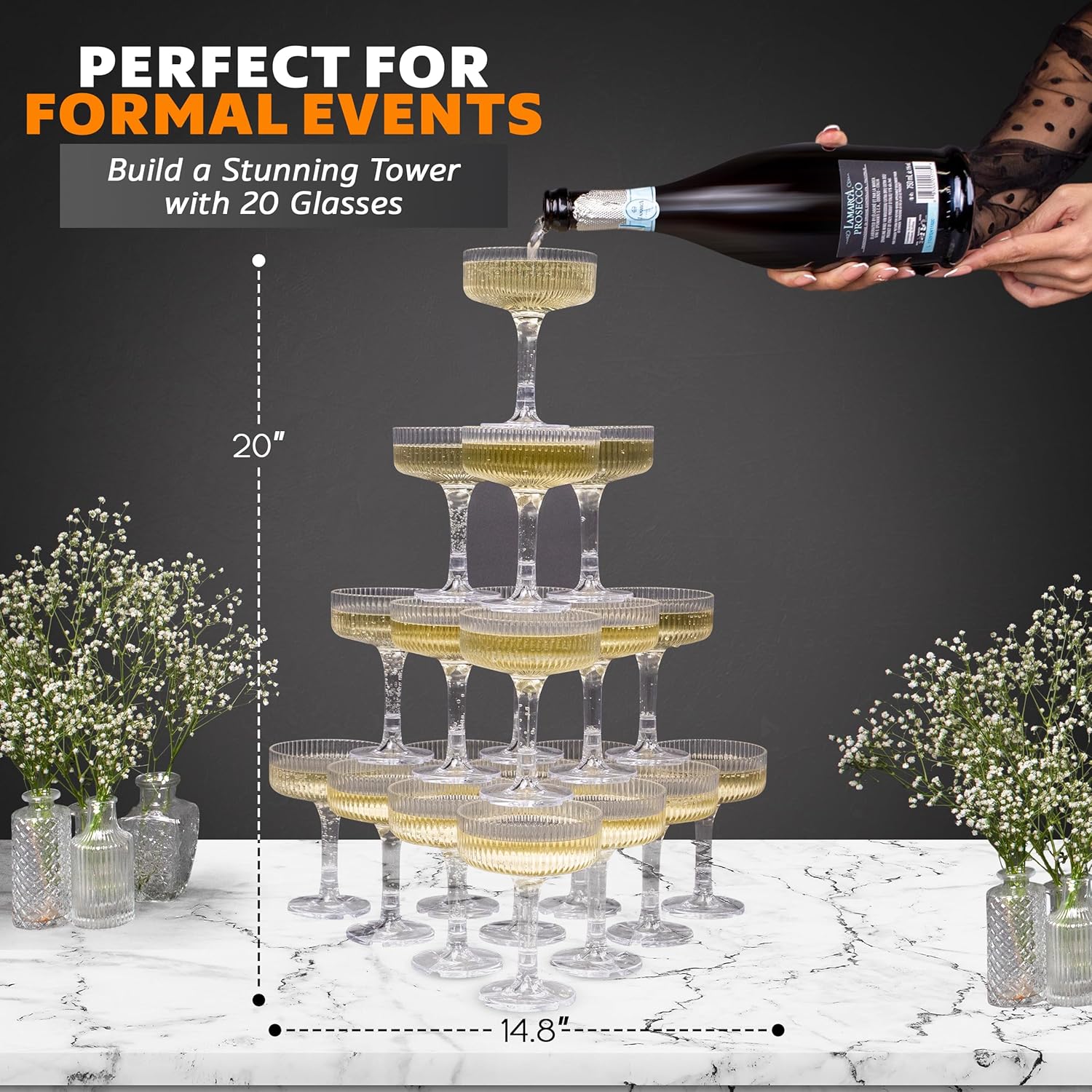 20-60PCS ACRYLIC Champagne Tow - Champagne Tower Set incelemesi ve fiyatı