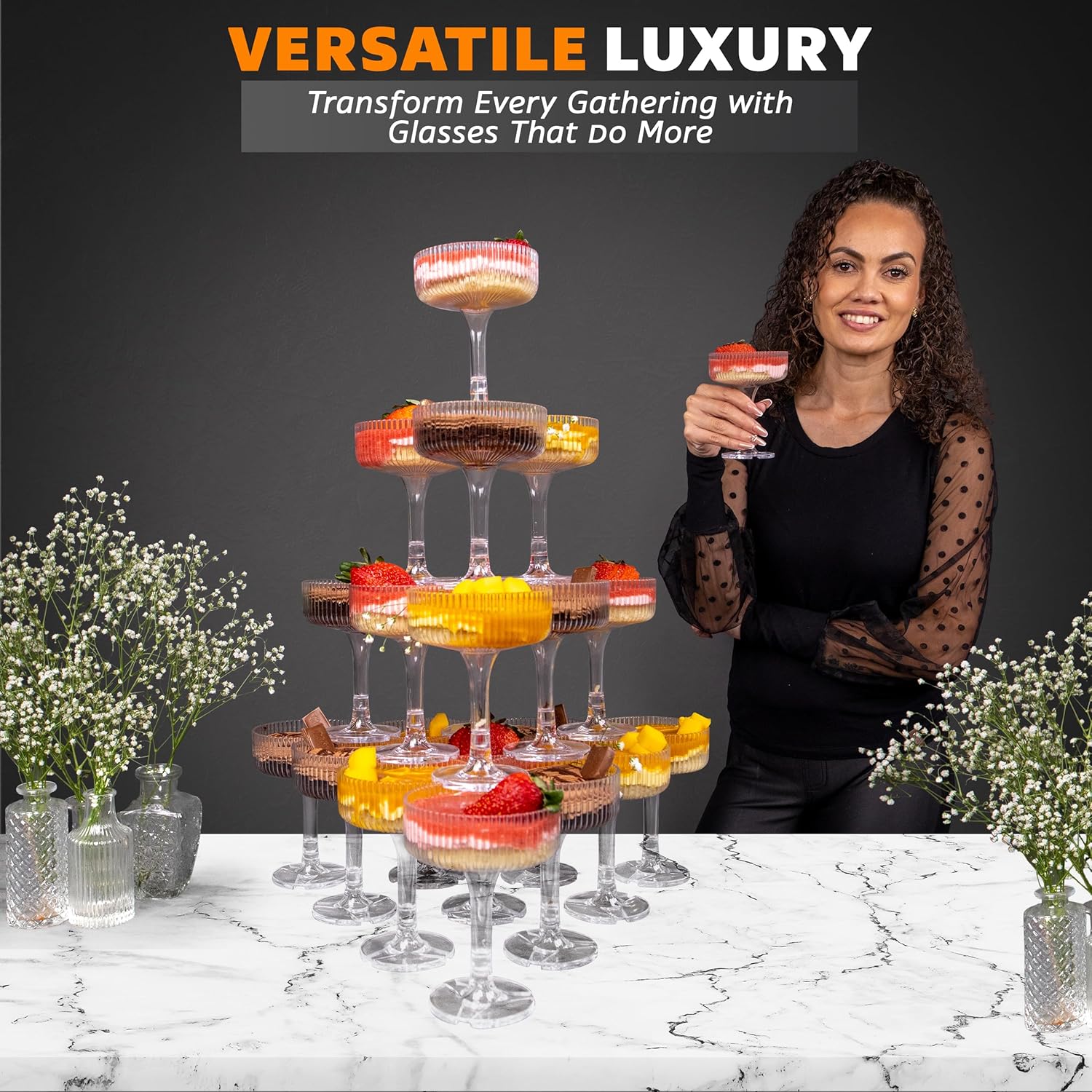 20-60PCS ACRYLIC Champagne Tow - Champagne Tower Set incelemesi ve fiyatı